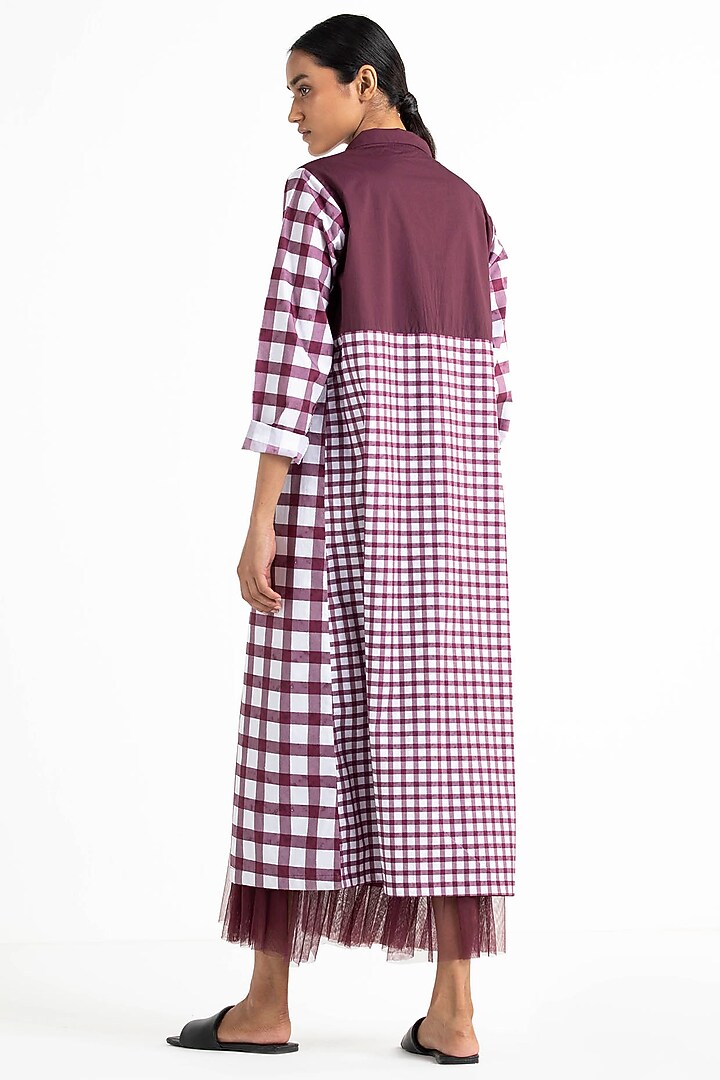 Wine Vacation Dress With Checkered Jacket by Three at Pernia's Pop Up Shop