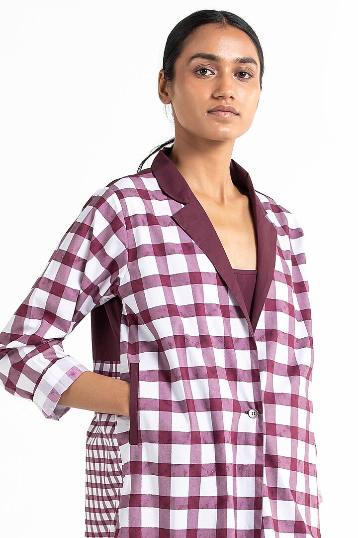 Wine Vacation Dress With Checkered Jacket by Three at Pernia's Pop Up Shop
