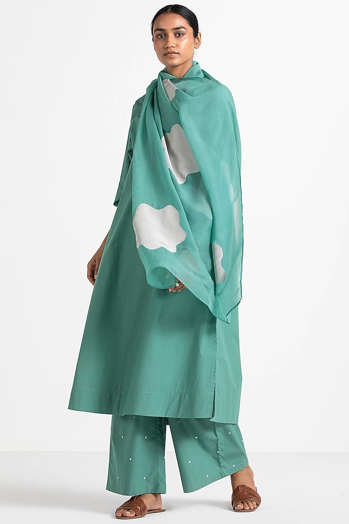 Mineral green Pintucked Tunic Set by Three at Pernia's Pop Up Shop