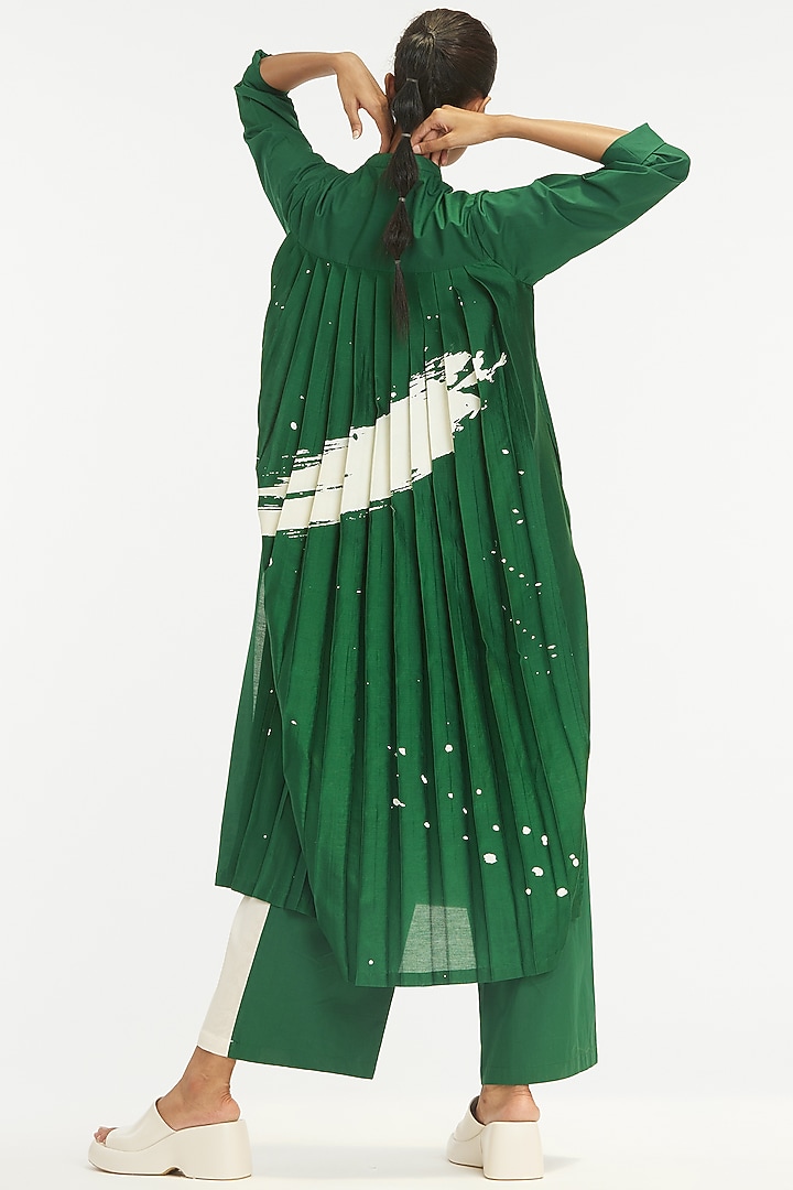 Emerald Green Cotton Poplin Jacket Set by Three at Pernia's Pop Up Shop
