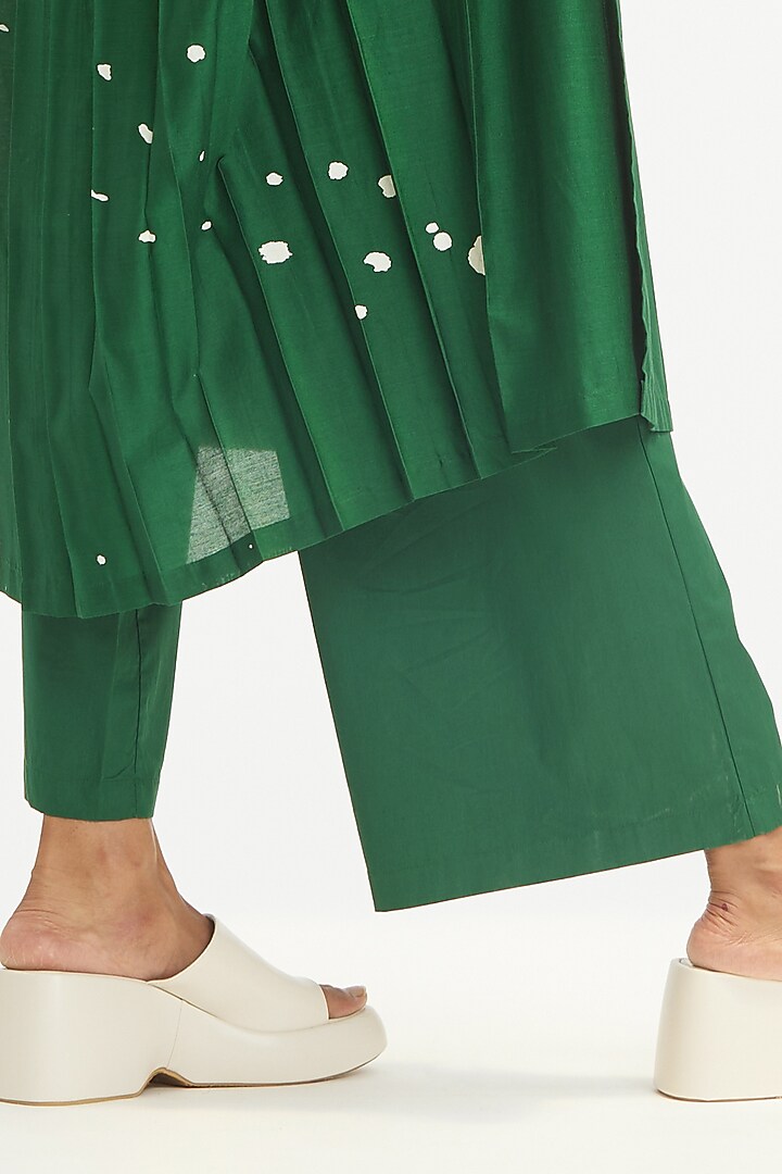 Emerald Green Cotton Poplin Jacket Set by Three at Pernia's Pop Up Shop