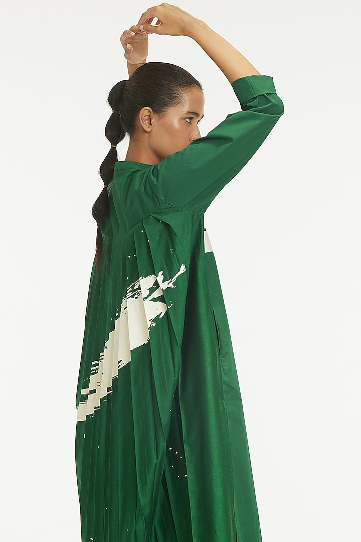 Emerald Green Cotton Poplin Jacket Set by Three at Pernia's Pop Up Shop