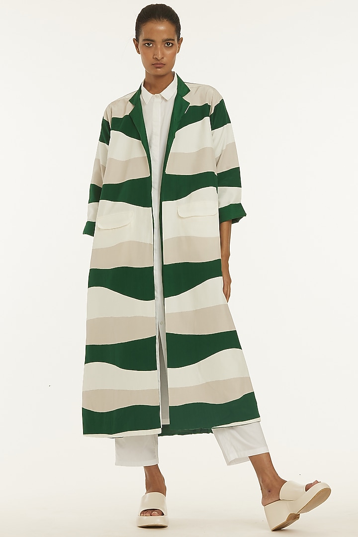 Multi-Coloured Crepe Jacket Set by Three at Pernia's Pop Up Shop