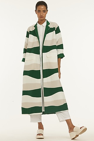 Multi-Coloured Crepe Jacket Set by Three