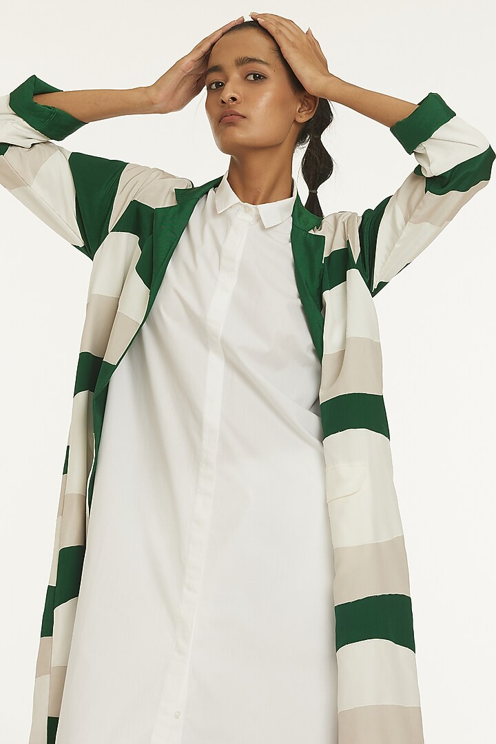 Multi-Coloured Crepe Jacket Set by Three at Pernia's Pop Up Shop