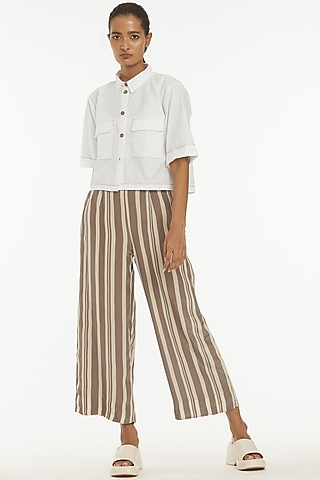 White Cotton Poplin Jacket Set by Three