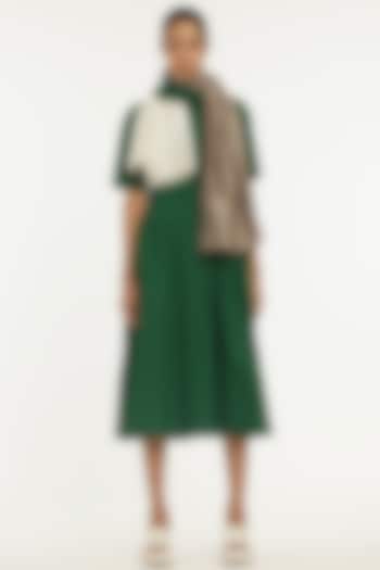 Emerald Green Bemberg Vacation Dress With Scarf by Three at Pernia's Pop Up Shop