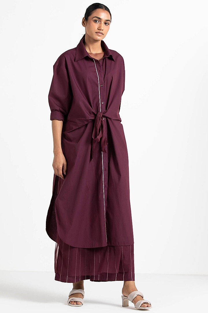 Wine Cotton Poplin Co-Ord Set by Three at Pernia's Pop Up Shop