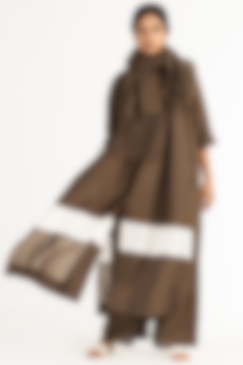 Olive Cotton Poplin Tunic Set With Scarf by Three at Pernia's Pop Up Shop