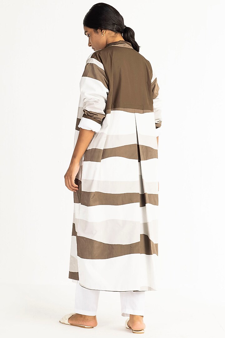 Olive Brown & White Applique Jacket Set by Three at Pernia's Pop Up Shop