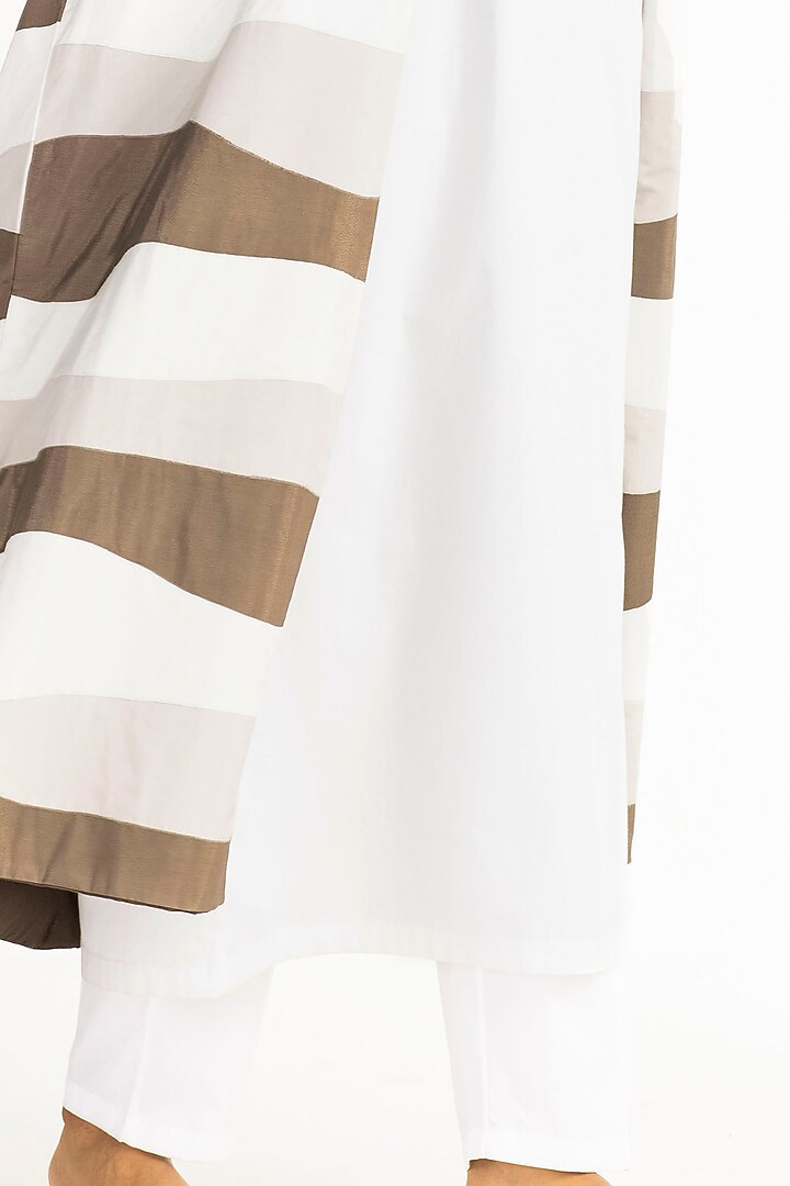 Olive Brown & White Applique Jacket Set by Three at Pernia's Pop Up Shop