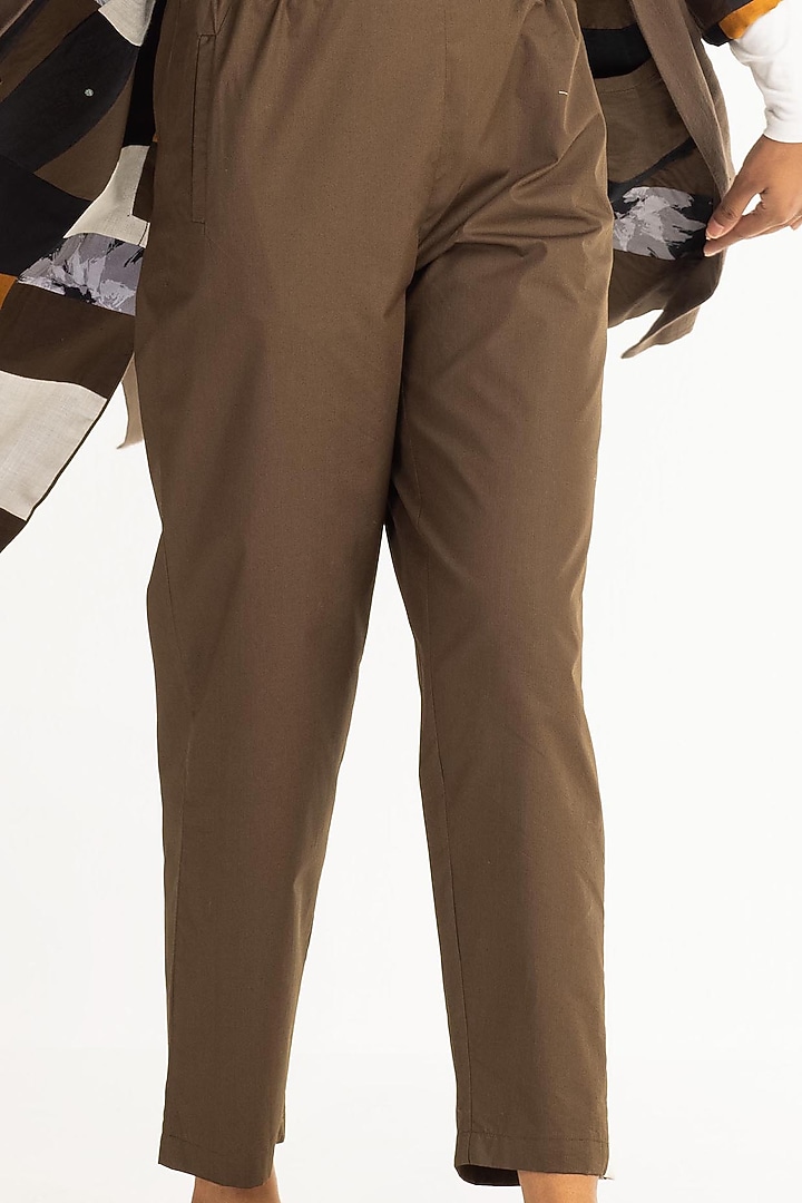Olive Brown Applique Reversible Jacket Set by Three at Pernia's Pop Up Shop