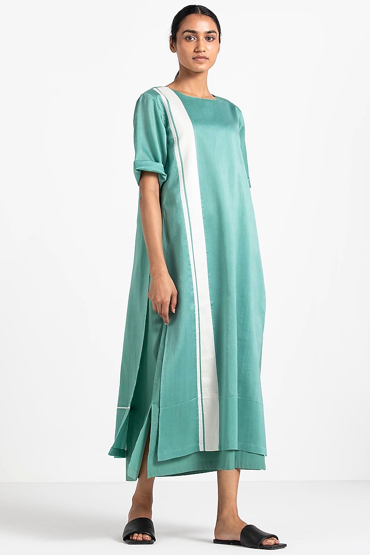 Mineral Green Double-Layered Summer Dress by Three at Pernia's Pop Up Shop