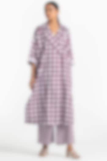 Wine Checkered Broad Pants by Three at Pernia's Pop Up Shop