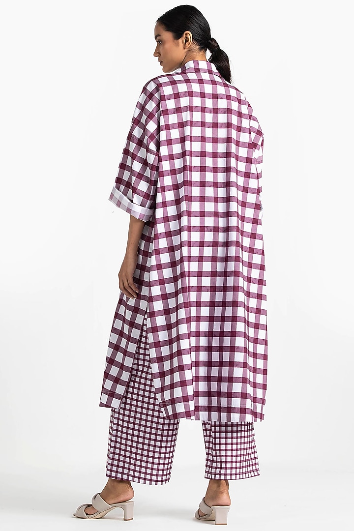 Wine Checkered Broad Pants by Three at Pernia's Pop Up Shop