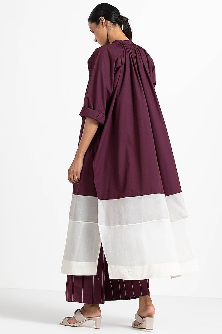 Wine Embroidered Broad Pants by Three at Pernia's Pop Up Shop