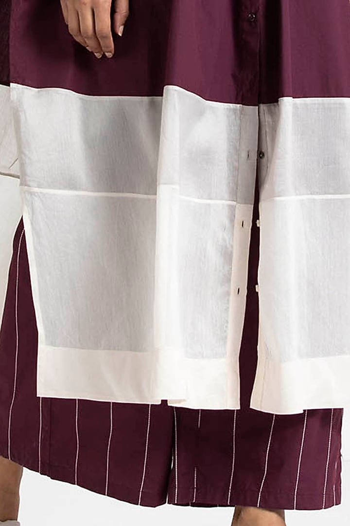 Wine Embroidered Broad Pants by Three at Pernia's Pop Up Shop