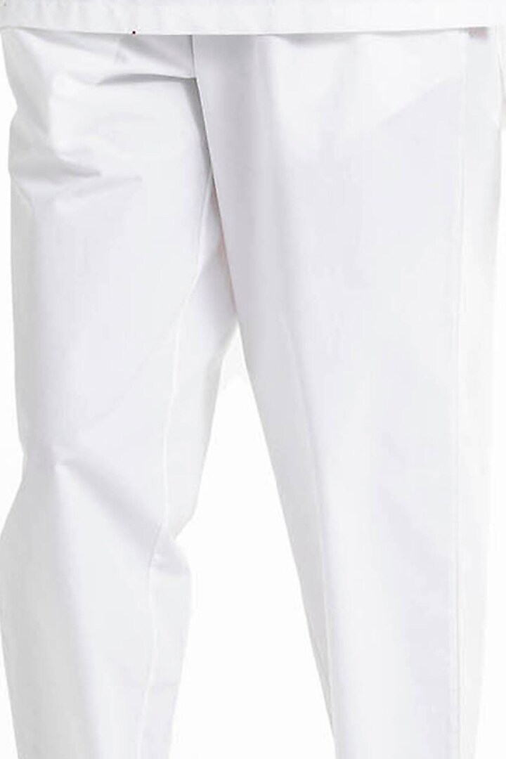 White Narrow Bottom Pants by Three at Pernia's Pop Up Shop