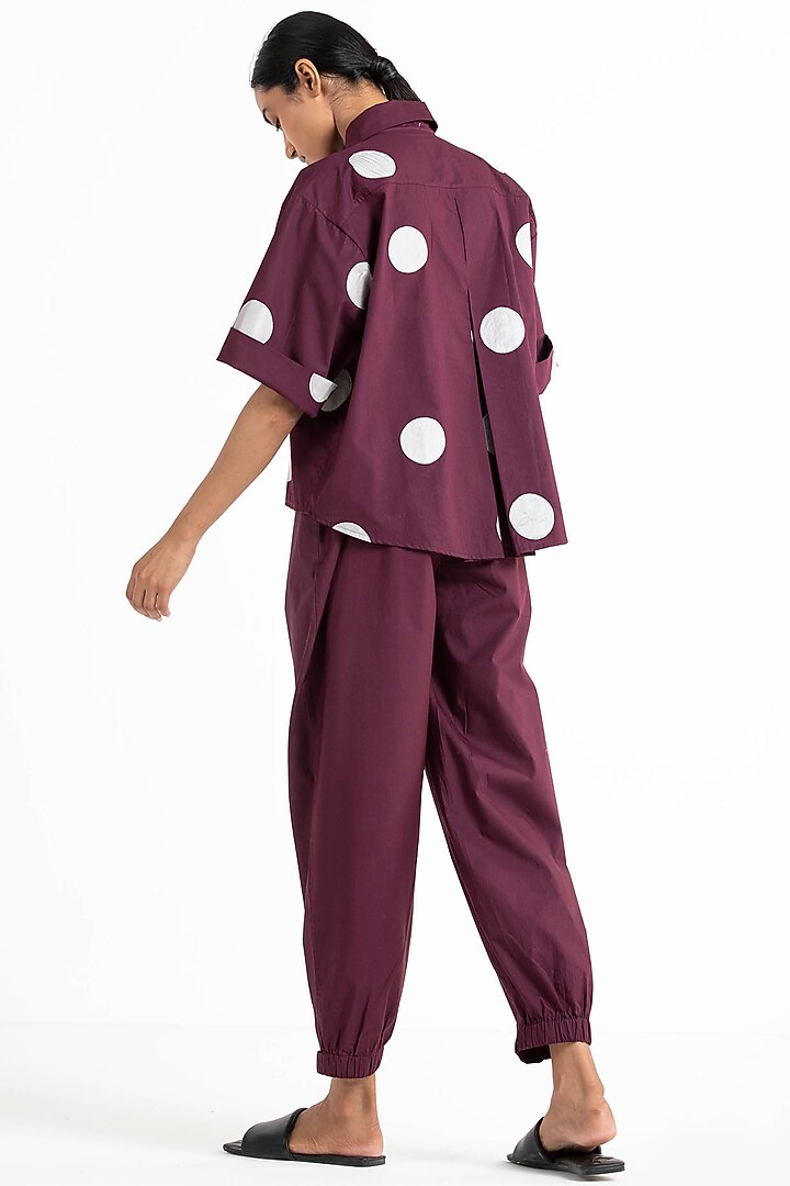 Wine Narrow Bottom Pants by Three at Pernia's Pop Up Shop
