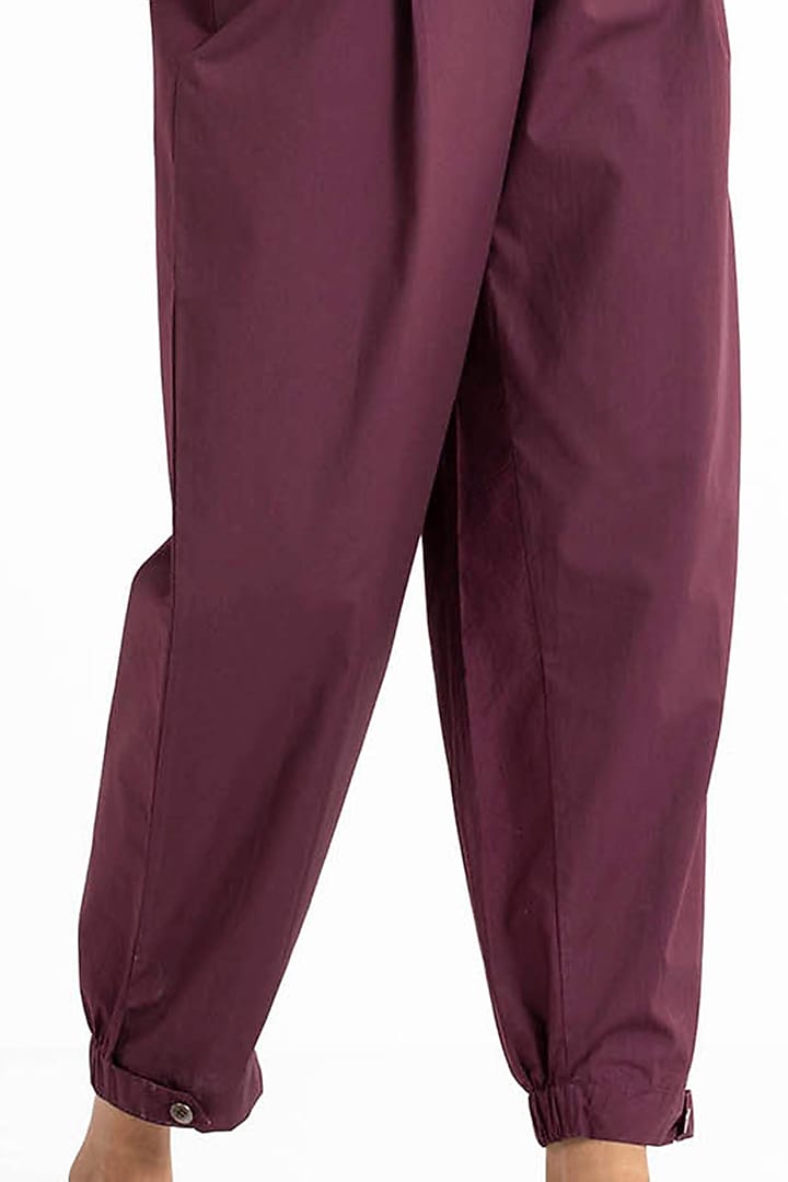 Wine Narrow Bottom Pants by Three at Pernia's Pop Up Shop
