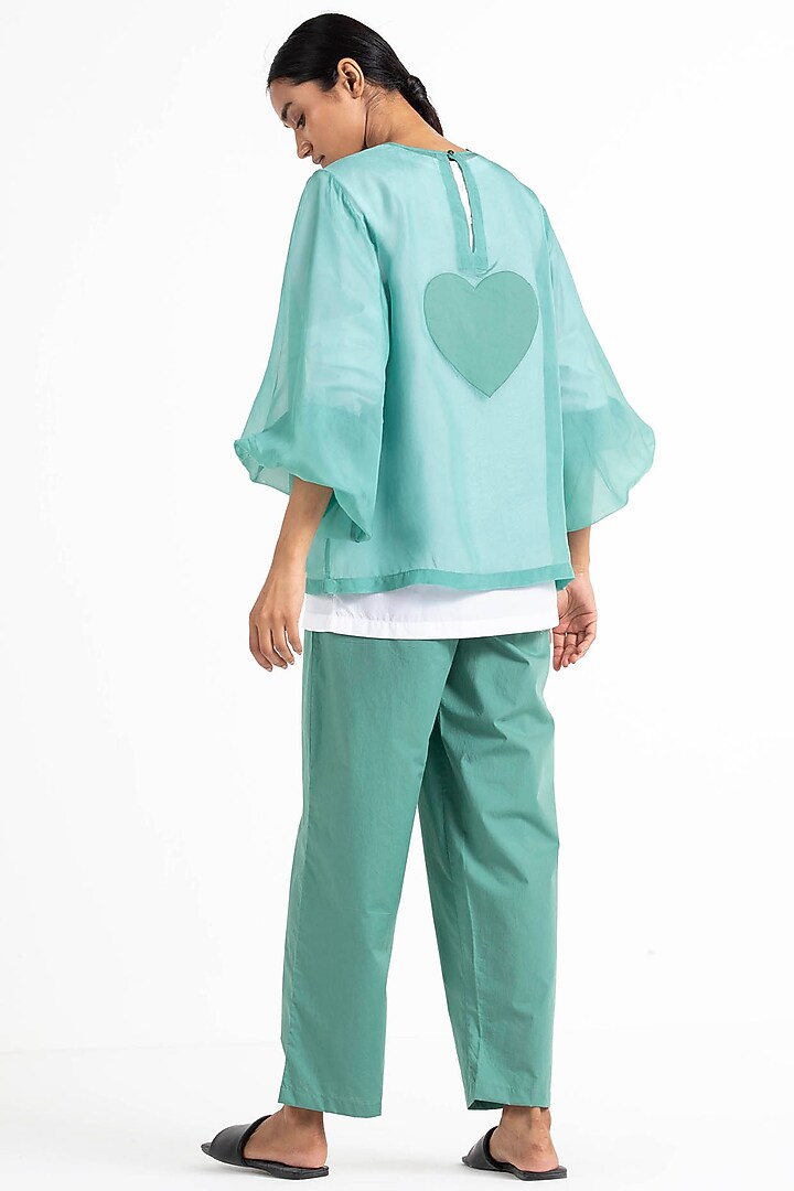 Mineral Green Narrow Bottom Pants by Three at Pernia's Pop Up Shop