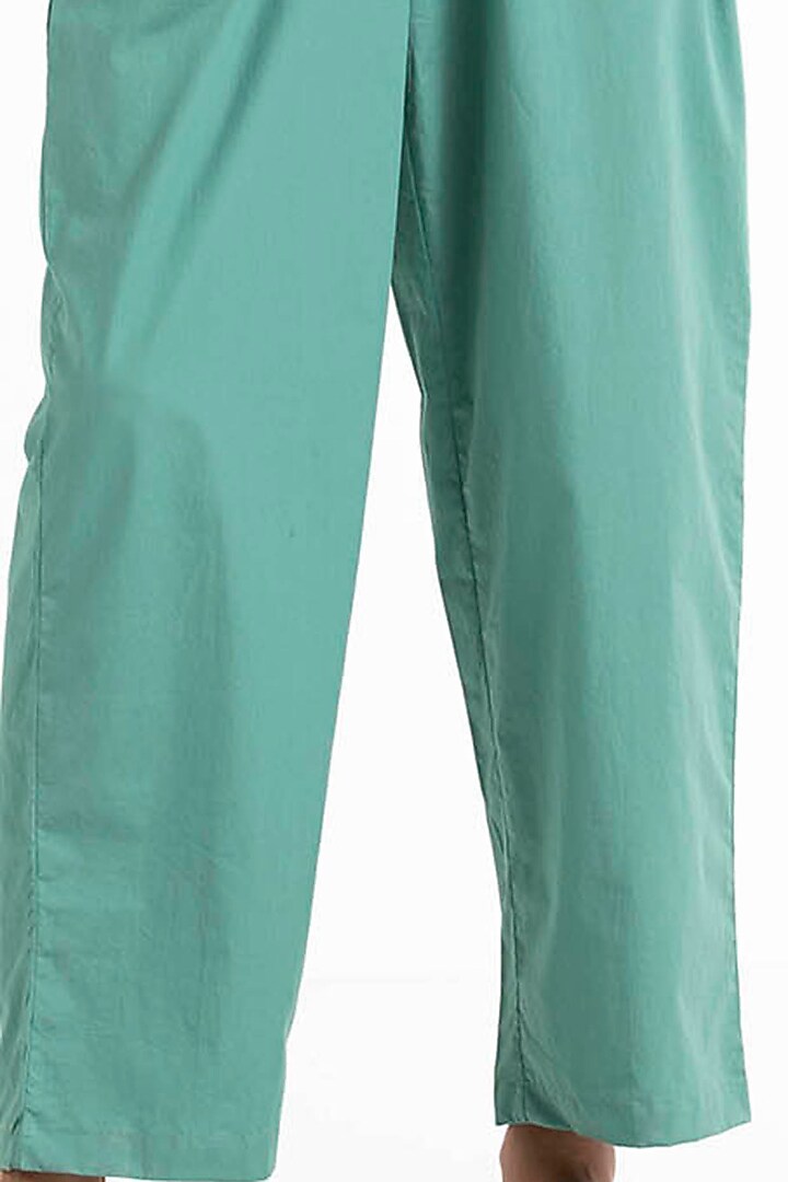 Mineral Green Narrow Bottom Pants by Three at Pernia's Pop Up Shop
