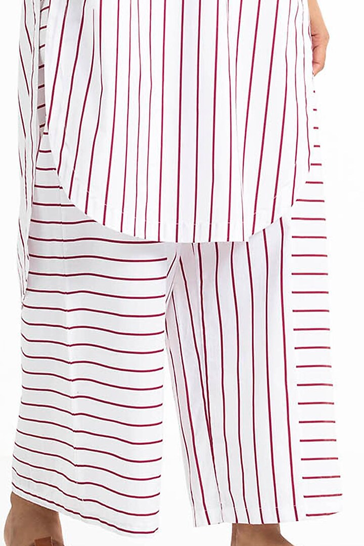 White Striped High-Waisted Pants by Three at Pernia's Pop Up Shop