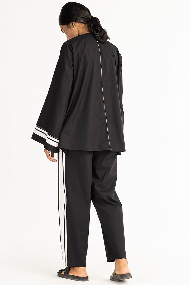 Black Cotton Poplin Top by Three at Pernia's Pop Up Shop
