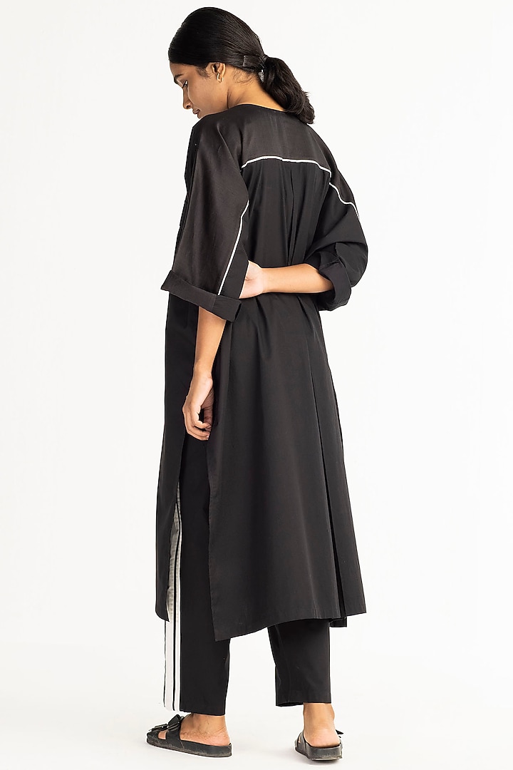 Black Shirt Tunic In Cotton Poplin by Three at Pernia's Pop Up Shop