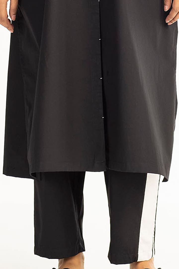 Black Shirt Tunic In Cotton Poplin by Three at Pernia's Pop Up Shop