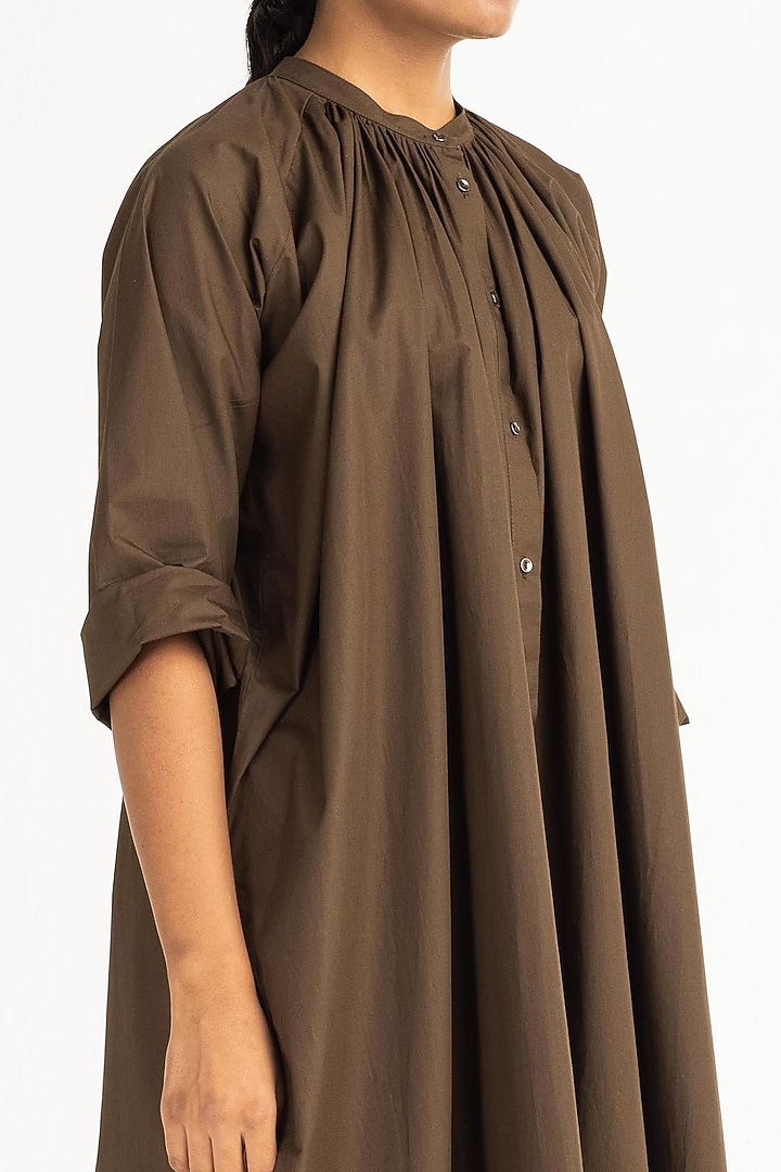 Olive Cotton Poplin Shirt Tunic by Three at Pernia's Pop Up Shop