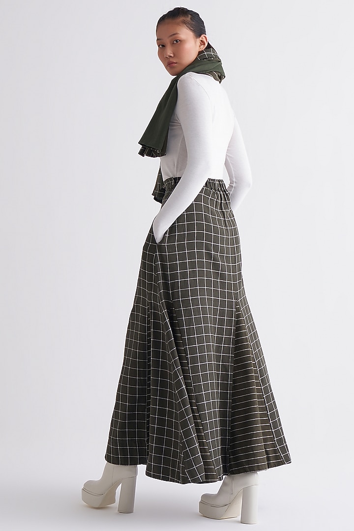 Olive Printed Skirt With Scarf by Three at Pernia's Pop Up Shop