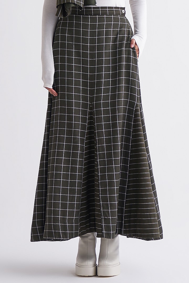 Olive Printed Skirt With Scarf by Three at Pernia's Pop Up Shop