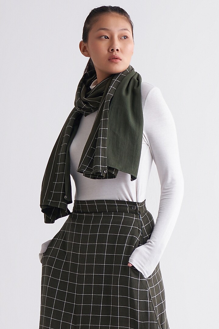 Olive Printed Skirt With Scarf by Three at Pernia's Pop Up Shop