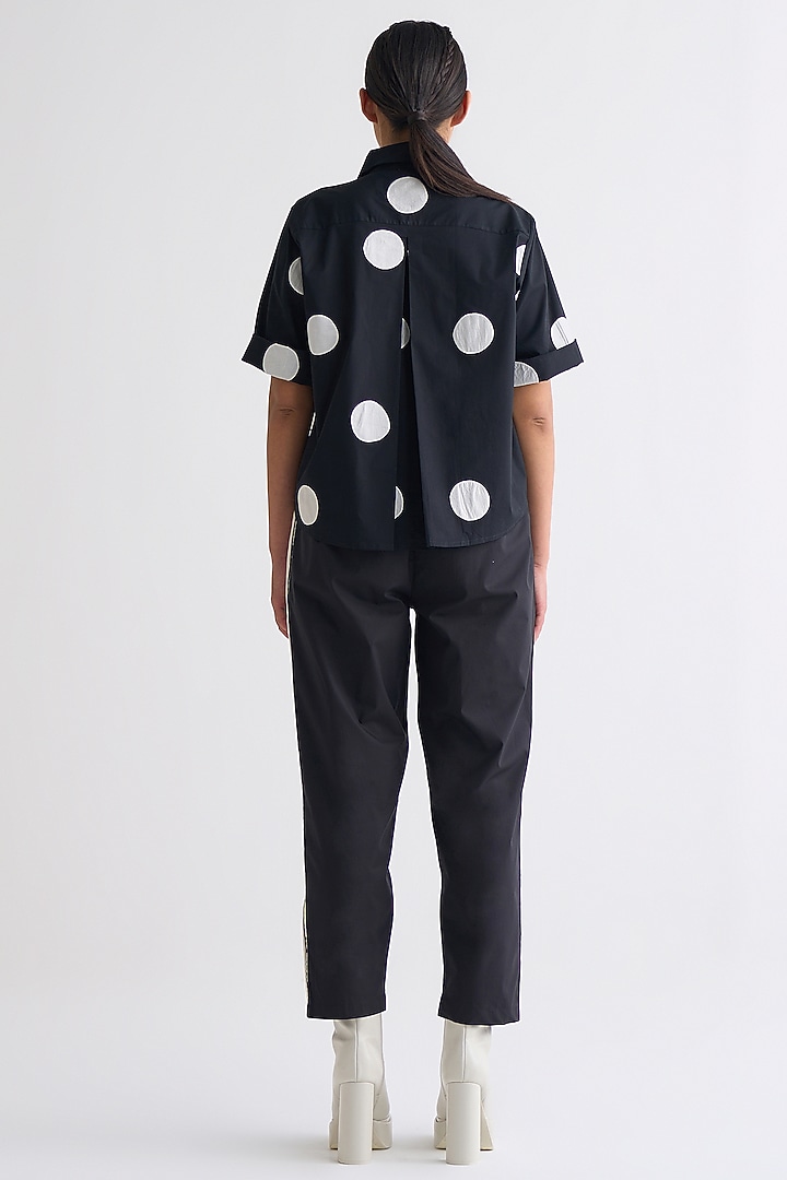 Black Polka Dot Printed Top by Three at Pernia's Pop Up Shop