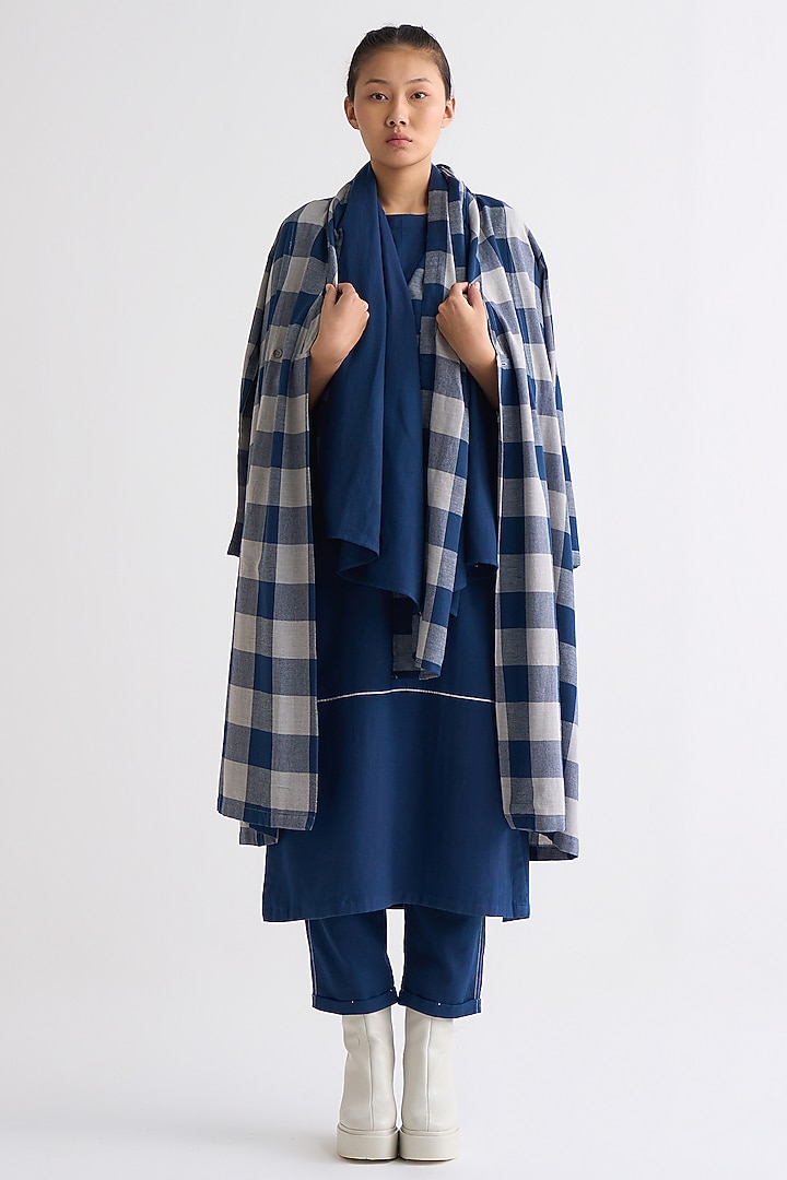 Navy Blue Melange Scarf by Three at Pernia's Pop Up Shop