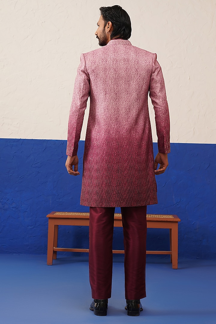 Pink-Maroon Gradient Imported Fabric Open Indowestern Set by The Ethnic Co at Pernia's Pop Up Shop