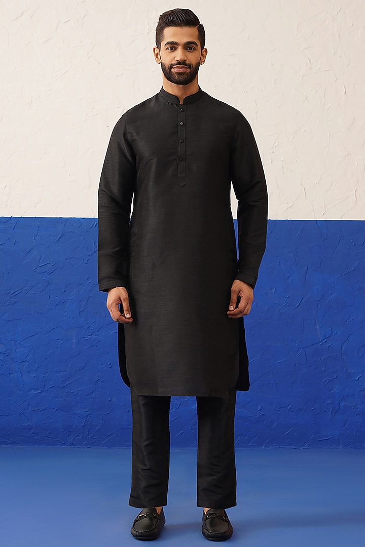 Navy Cotton Embroidered Bundi Jacket Set by The Ethnic Co at Pernia's Pop Up Shop