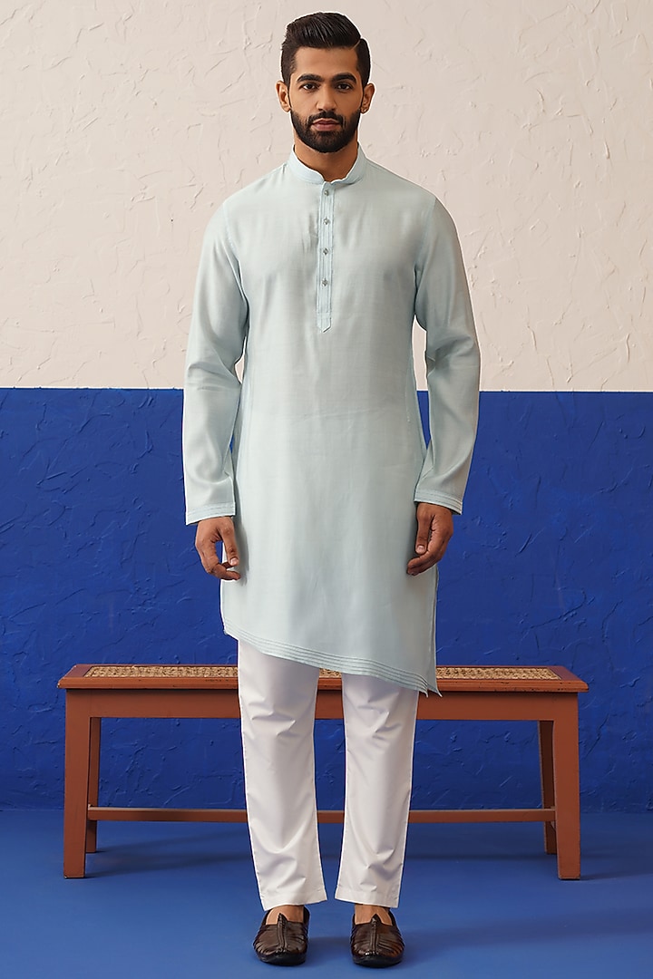 Ivory Grey Art Silk Embroidered Bundi Jacket Set by The Ethnic Co at Pernia's Pop Up Shop