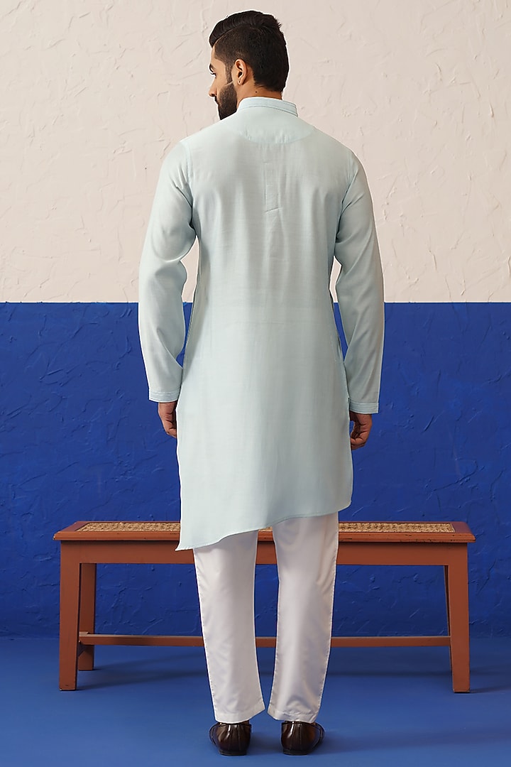 Ivory Grey Art Silk Embroidered Bundi Jacket Set by The Ethnic Co at Pernia's Pop Up Shop