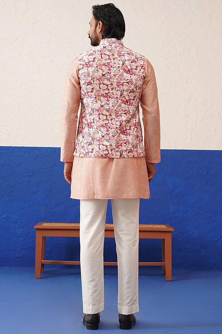 Multi-Colored Soft Mul Cotton Printed Bundi Jacket Set by The Ethnic Co at Pernia's Pop Up Shop