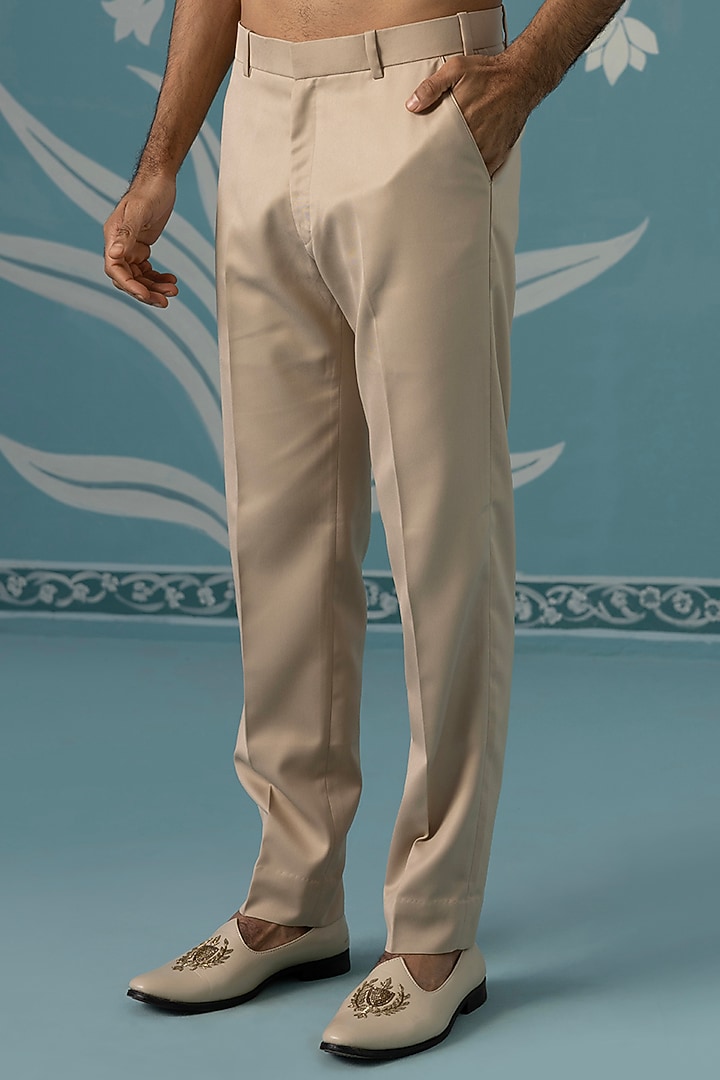 Beige Polyester Digital Printed Bandhgala Set by The Ethnic Co at Pernia's Pop Up Shop