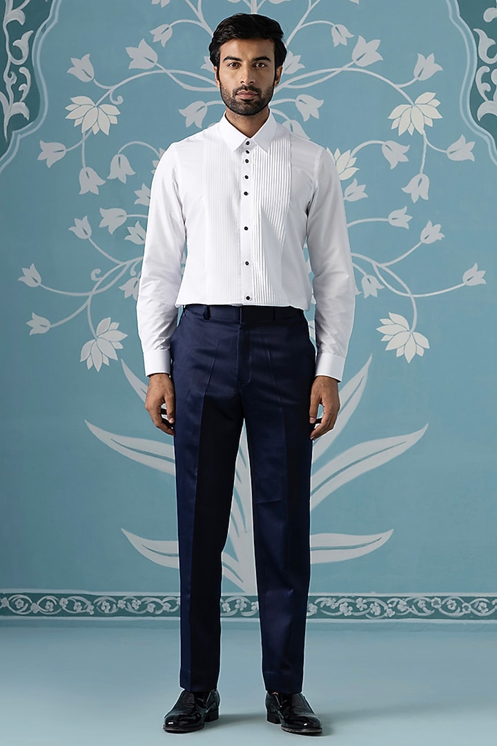 Blue Imported Fabric Embroidered Blazer Set by The Ethnic Co at Pernia's Pop Up Shop