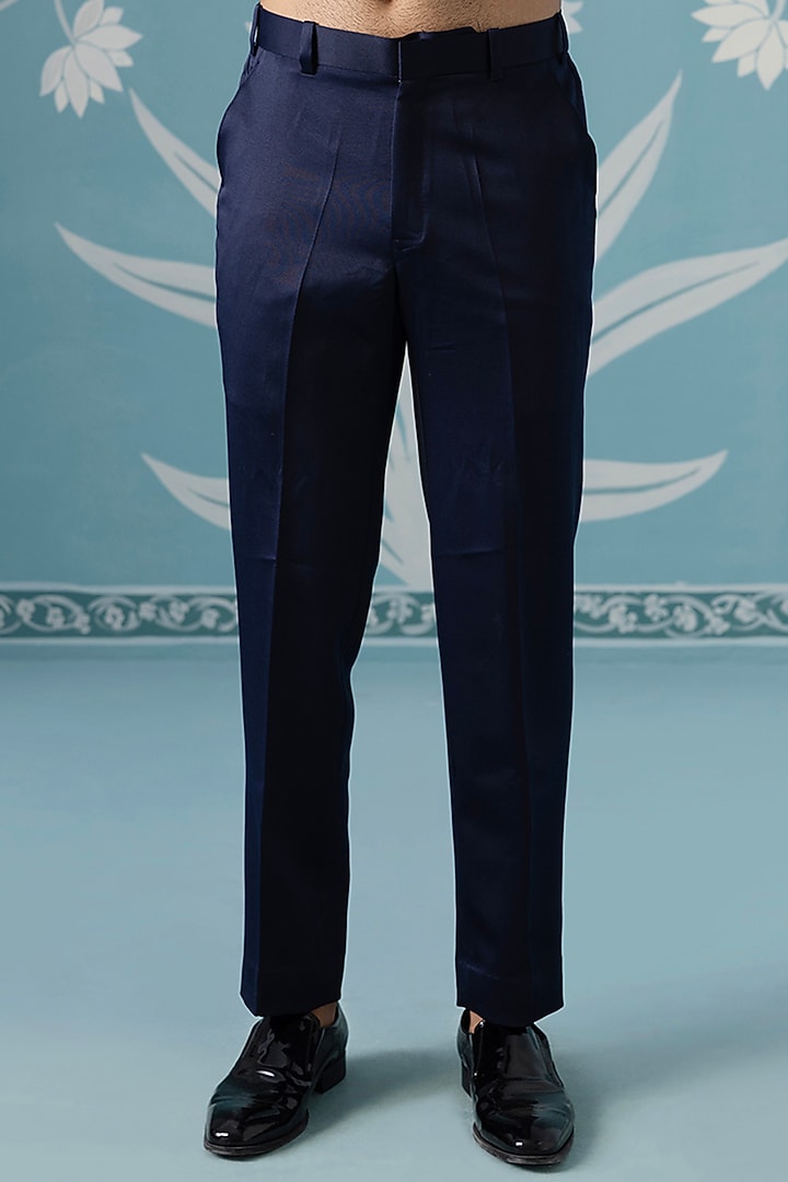 Blue Imported Fabric Embroidered Blazer Set by The Ethnic Co at Pernia's Pop Up Shop