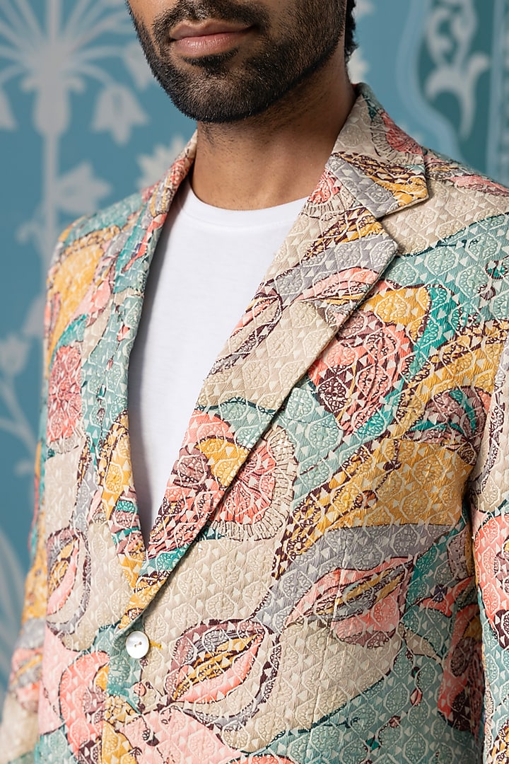 Multi-Colored Cotton Printed Blazer Set by The Ethnic Co at Pernia's Pop Up Shop