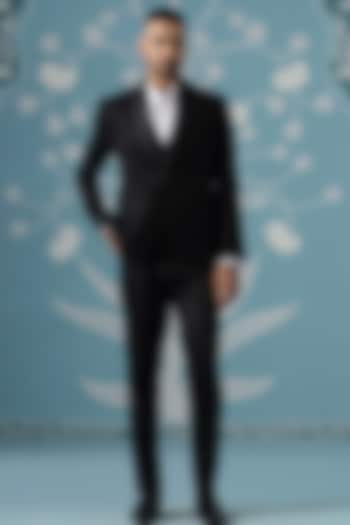 Black Velvet Embroidered Tuxedo Set by The Ethnic Co at Pernia's Pop Up Shop