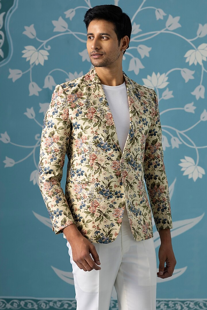 Multi-Colored Poly Cotton Printed Blazer Set by The Ethnic Co at Pernia's Pop Up Shop