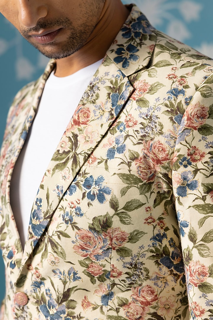 Multi-Colored Poly Cotton Printed Blazer Set by The Ethnic Co at Pernia's Pop Up Shop