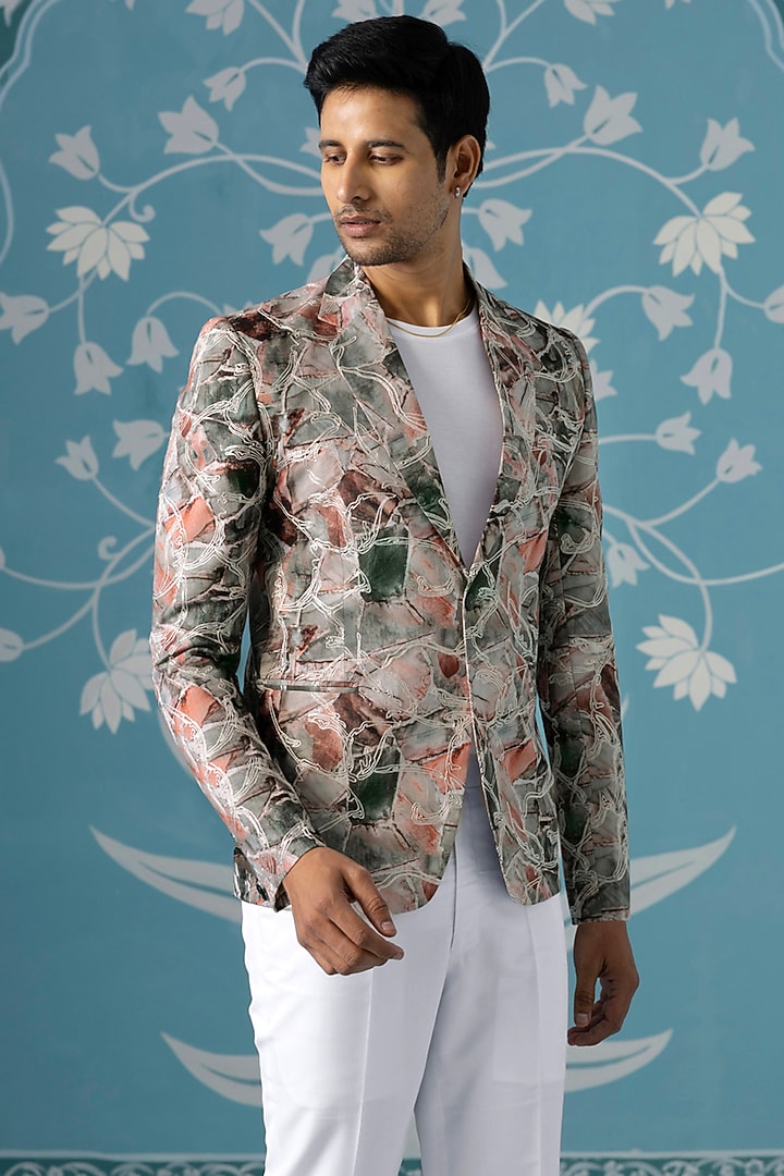 Multi-Colored Poly Cotton Printed Blazer Set by The Ethnic Co at Pernia's Pop Up Shop