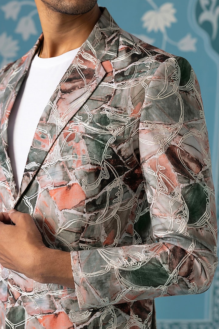 Multi-Colored Poly Cotton Printed Blazer Set by The Ethnic Co at Pernia's Pop Up Shop